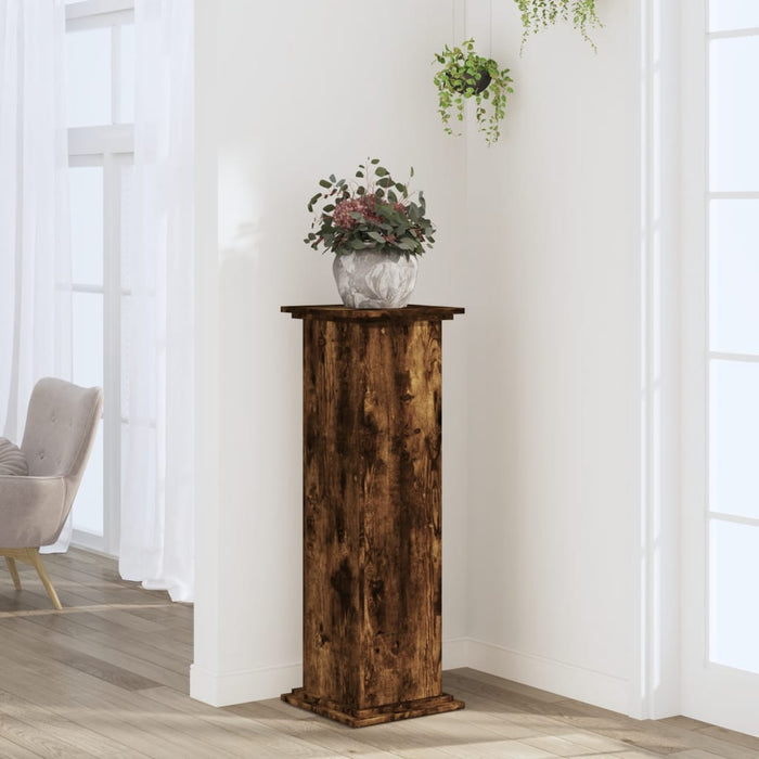 vidaXL Plant Stand Smoked Oak 33x33x100 cm Engineered Wood