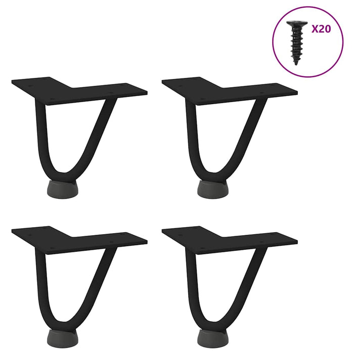 vidaXL Hairpin Table Legs 4 pcs Black 10 cm Solid Steel