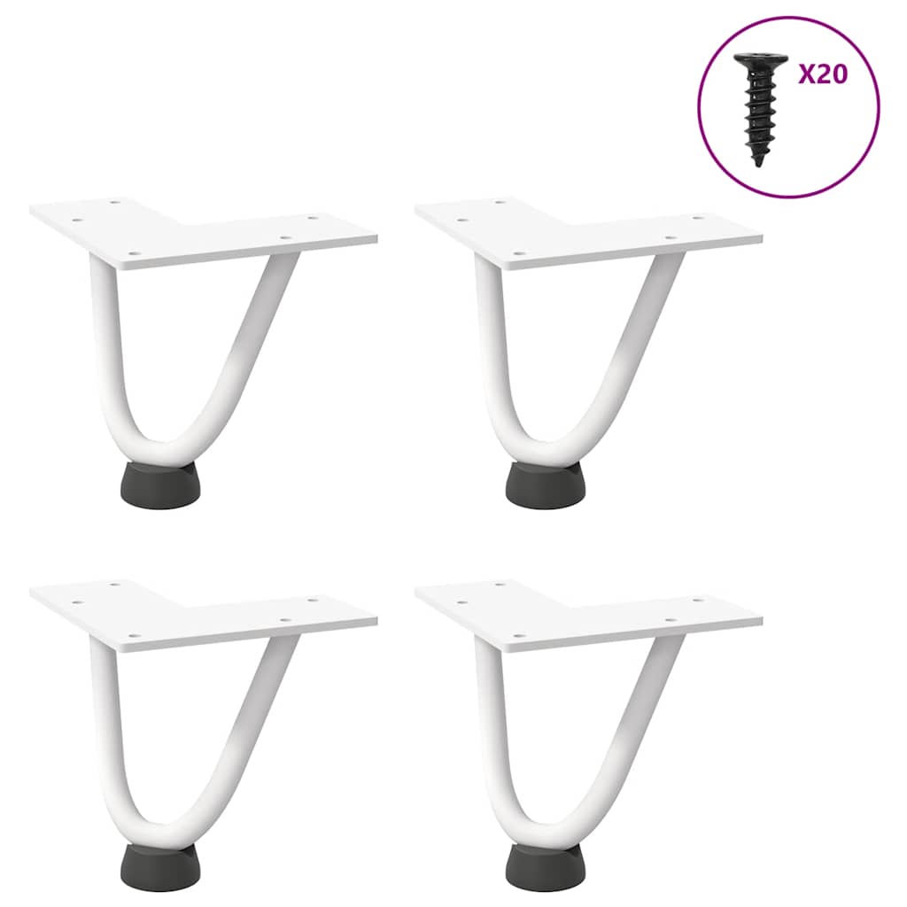 vidaXL Hairpin Table Legs 4 pcs White 10 cm Solid Steel