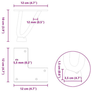 vidaXL Hairpin Table Legs 4 pcs White 10 cm Solid Steel