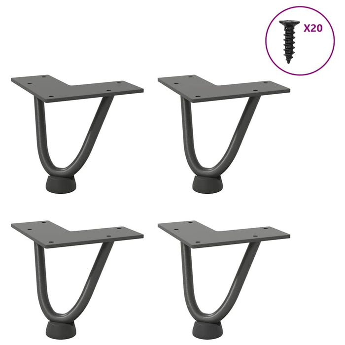 vidaXL Hairpin Table Legs 4 pcs Anthracite 10 cm Solid Steel