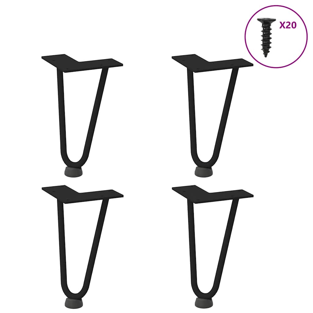 vidaXL Hairpin Table Legs 4 pcs Black 20 cm Solid Steel