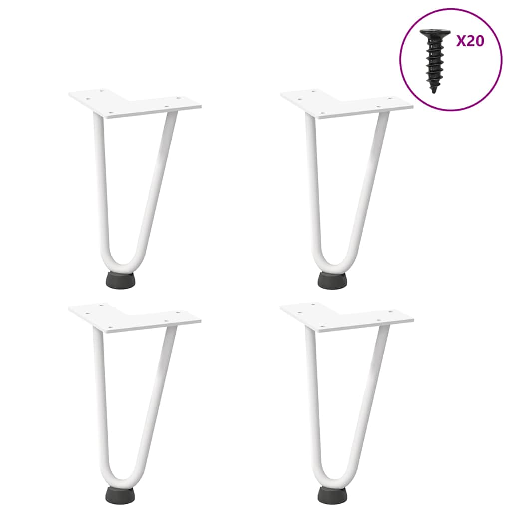 vidaXL Hairpin Table Legs 4 pcs White 20 cm Solid Steel