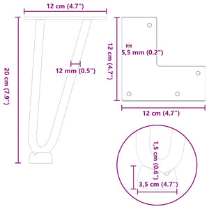 vidaXL Hairpin Table Legs 4 pcs White 20 cm Solid Steel