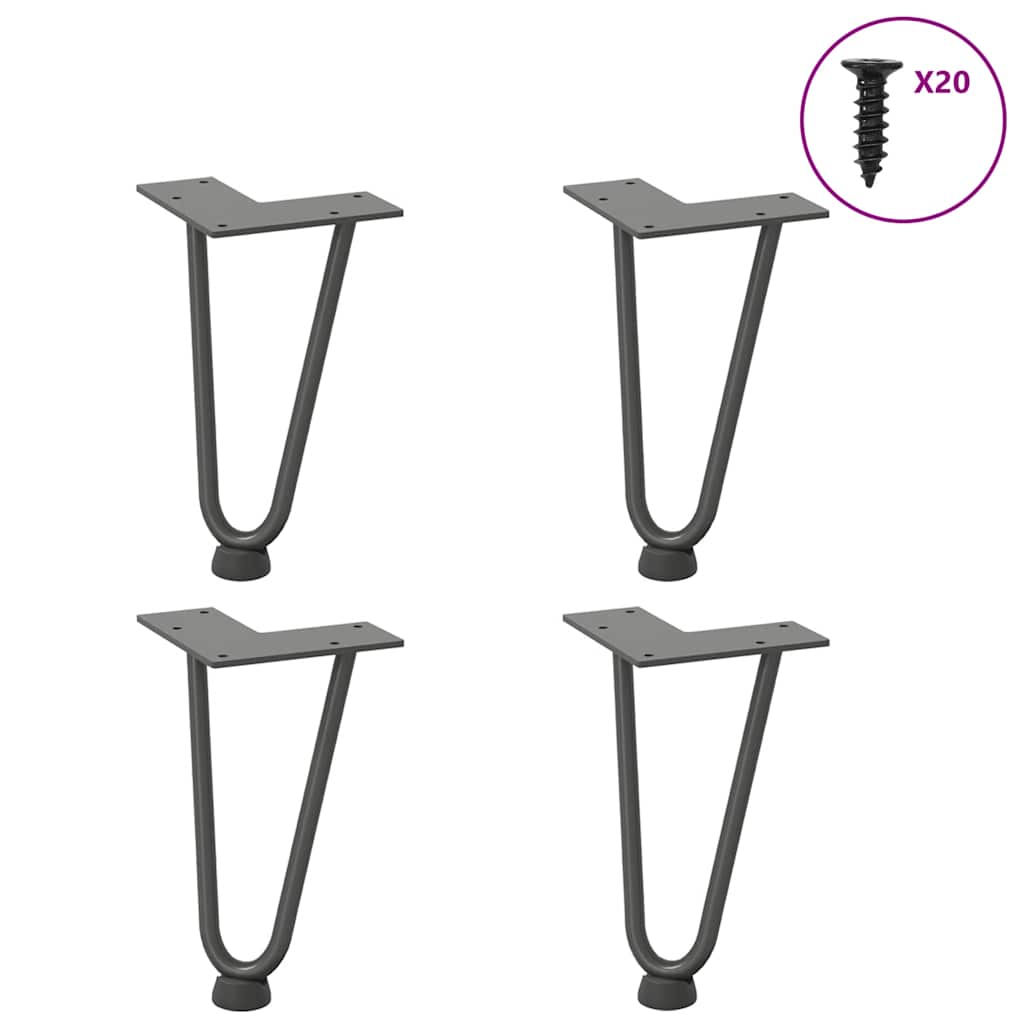 vidaXL Hairpin Table Legs 4 pcs Anthracite 20 cm Solid Steel