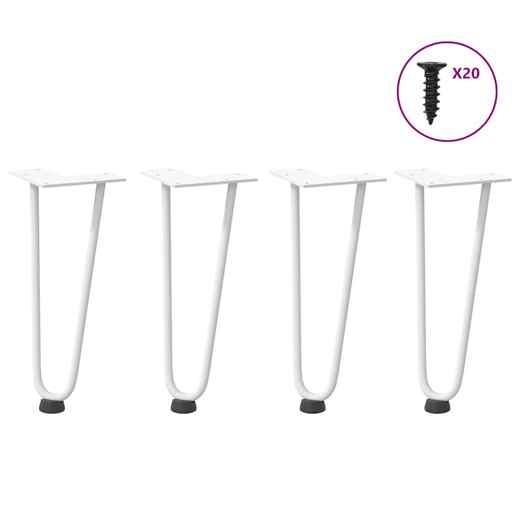 vidaXL Hairpin Table Legs 4 pcs White 30 cm Solid Steel