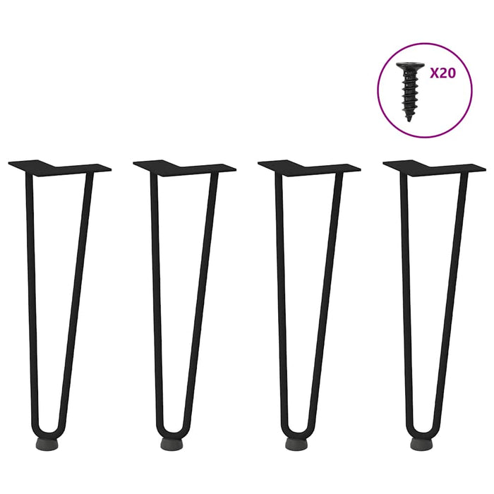 vidaXL Hairpin Table Legs 4 pcs Black 42 cm Solid Steel