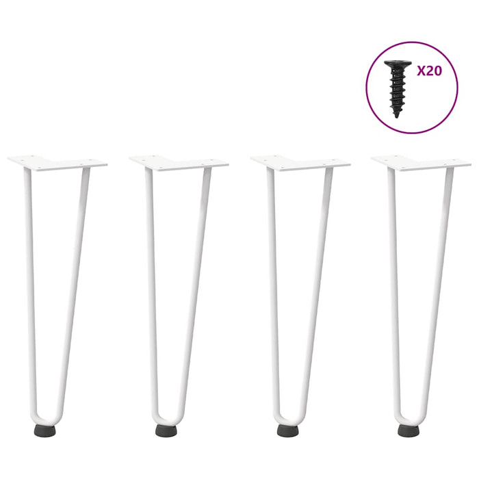 vidaXL Hairpin Table Legs 4 pcs White 42 cm Solid Steel