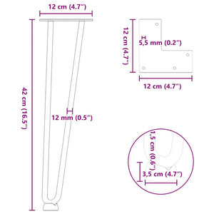 vidaXL Hairpin Table Legs 4 pcs White 42 cm Solid Steel