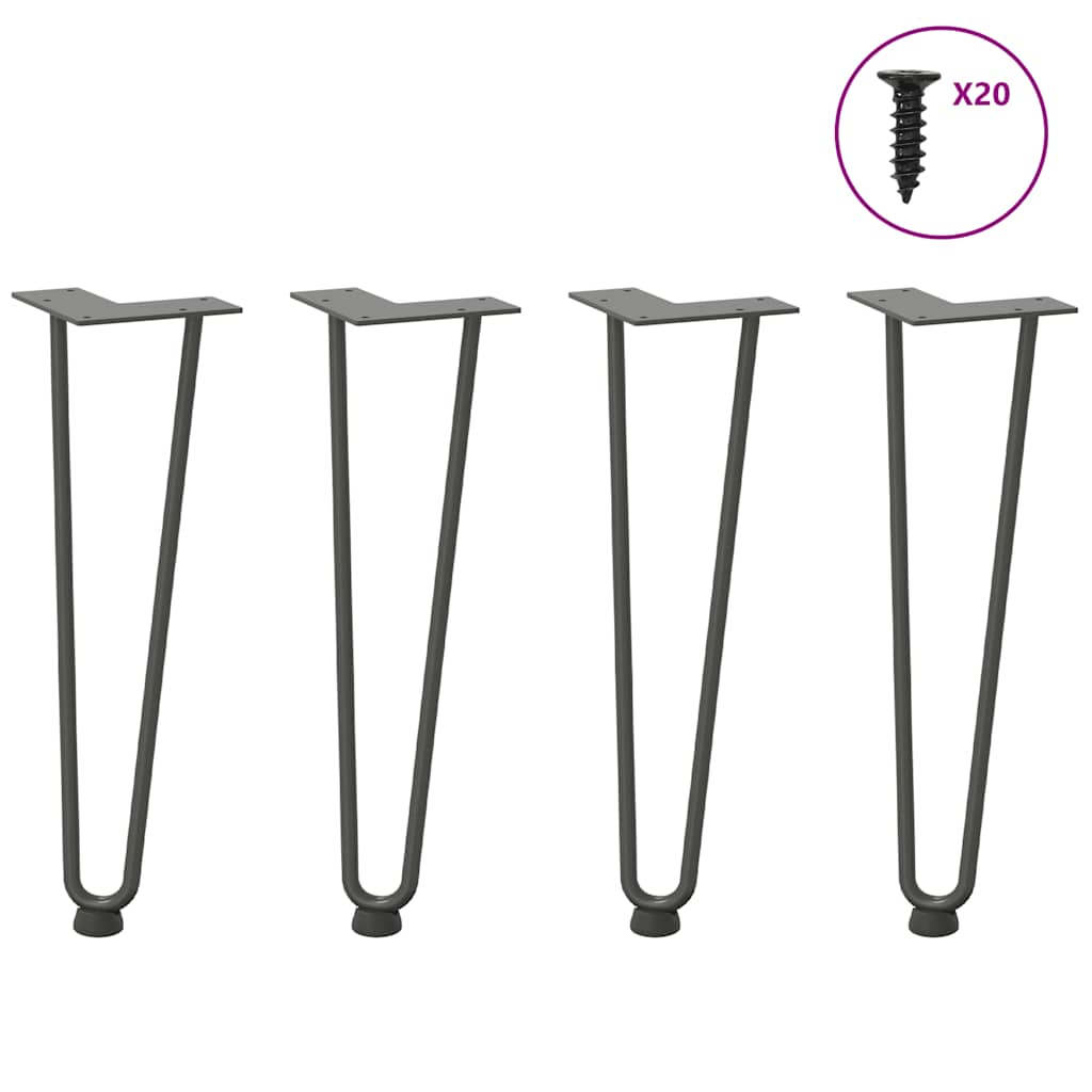 vidaXL Hairpin Table Legs 4 pcs Anthracite 42 cm Solid Steel