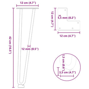 vidaXL Hairpin Table Legs 4 pcs Anthracite 42 cm Solid Steel