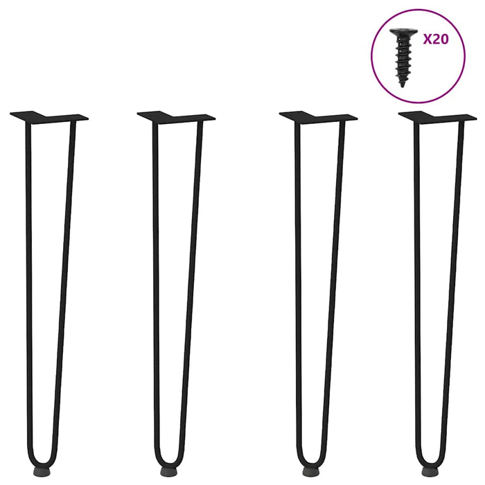 vidaXL Hairpin Table Legs 4 pcs Black 72 cm Solid Steel