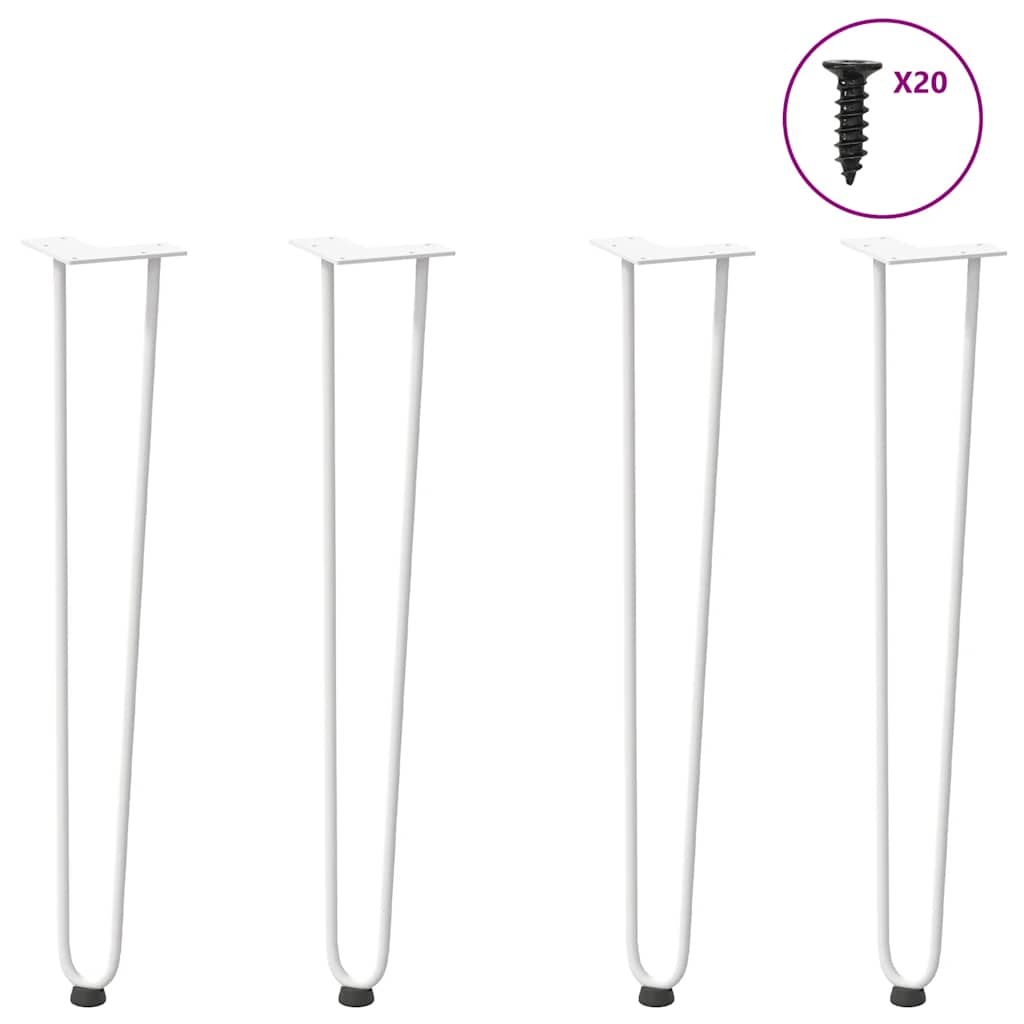 vidaXL Hairpin Table Legs 4 pcs White 72 cm Solid Steel