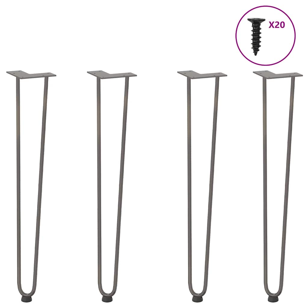 vidaXL Hairpin Table Legs 4 pcs Natural Steel 72 cm Solid Steel