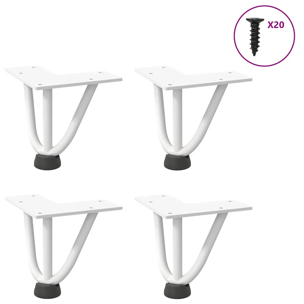 vidaXL Hairpin Table Legs 4 pcs White 10 cm Solid Steel