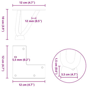 vidaXL Hairpin Table Legs 4 pcs White 10 cm Solid Steel