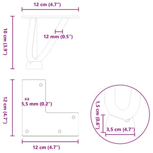 vidaXL Hairpin Table Legs 4 pcs Anthracite 10 cm Solid Steel