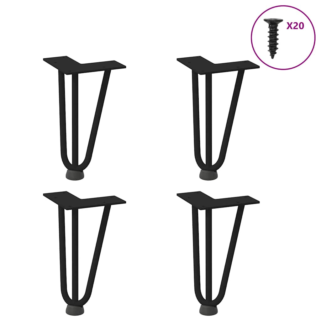 vidaXL Hairpin Table Legs 4 pcs Black 20 cm Solid Steel