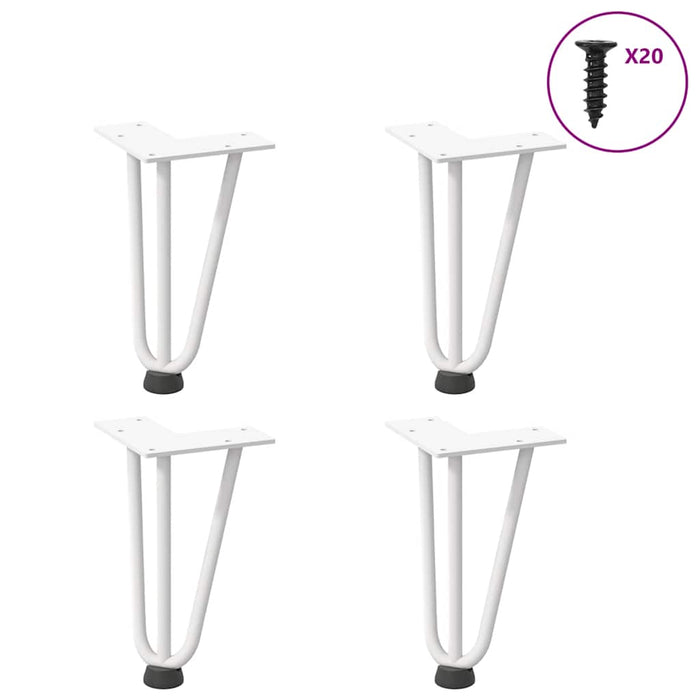 vidaXL Hairpin Table Legs 4 pcs White 20 cm Solid Steel