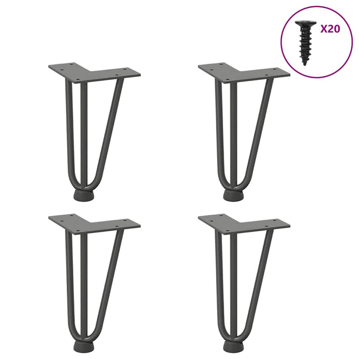 vidaXL Hairpin Table Legs 4 pcs Anthracite 20 cm Solid Steel