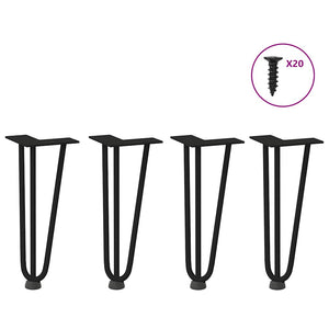 vidaXL Hairpin Table Legs 4 pcs Black 30 cm Solid Steel