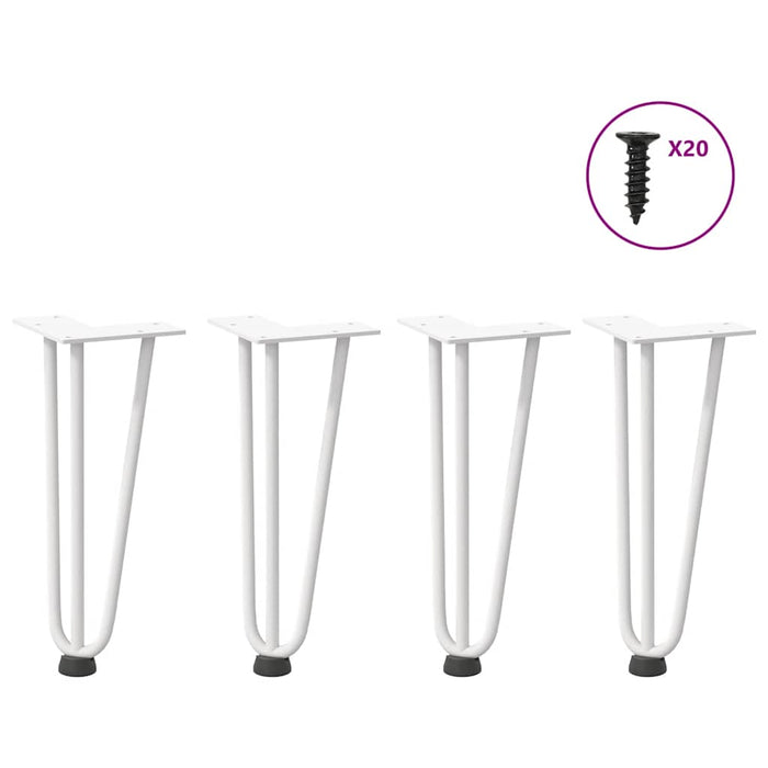 vidaXL Hairpin Table Legs 4 pcs White 30 cm Solid Steel