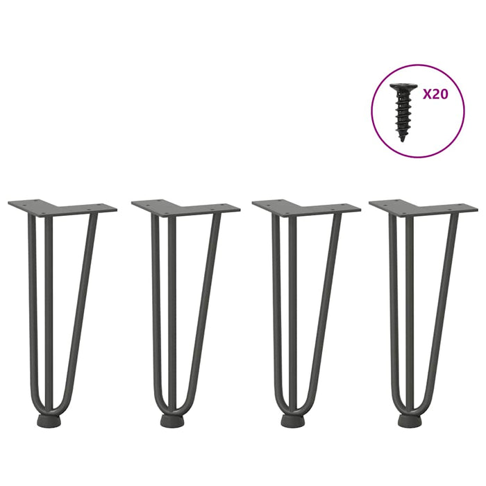 vidaXL Hairpin Table Legs 4 pcs Anthracite 30 cm Solid Steel