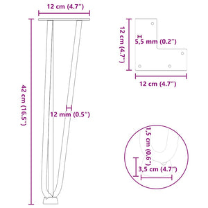 vidaXL Hairpin Table Legs 4 pcs Black 42 cm Solid Steel