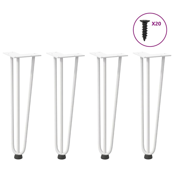 vidaXL Hairpin Table Legs 4 pcs White 42 cm Solid Steel