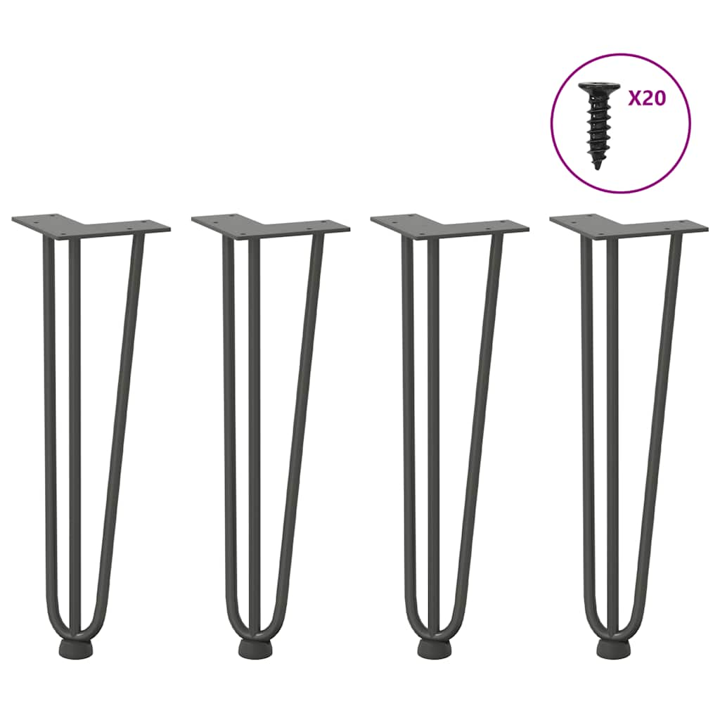 vidaXL Hairpin Table Legs 4 pcs Anthracite 42 cm Solid Steel