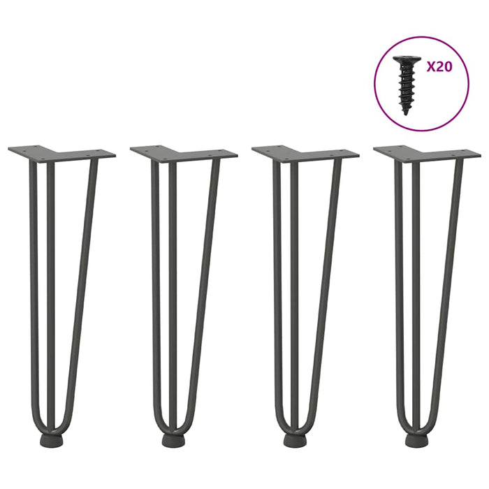 vidaXL Hairpin Table Legs 4 pcs Anthracite 42 cm Solid Steel