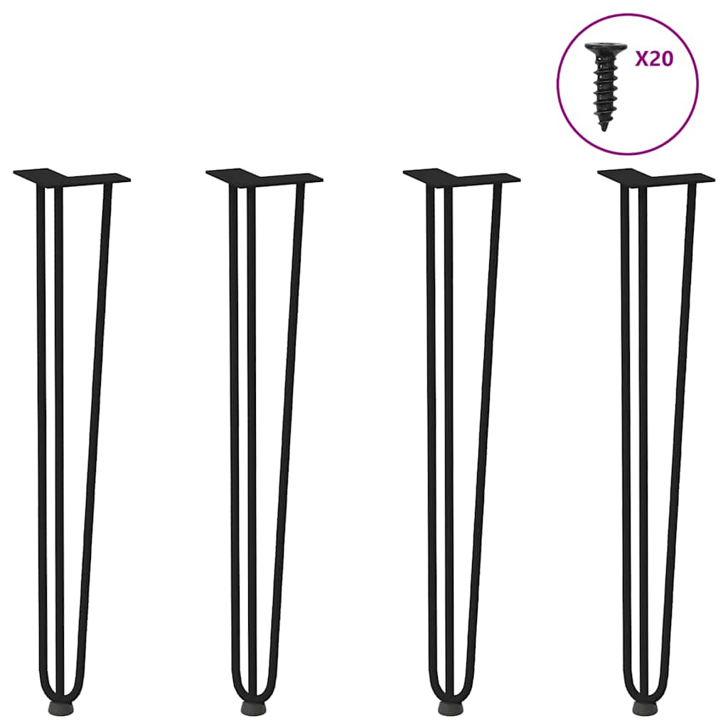 vidaXL Hairpin Table Legs 4 pcs Black 72 cm Solid Steel