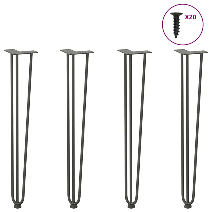 vidaXL Hairpin Table Legs 4 pcs Anthracite 72 cm Solid Steel