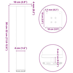 vidaXL Coffee Table Legs 4 pcs White 30-32 cm Steel