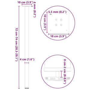 vidaXL Coffee Table Legs 4 pcs Natural Steel 72-74 cm Steel