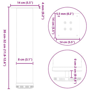 vidaXL Coffee Table Legs 4 pcs Anthracite 30-32 cm Steel