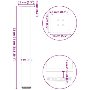 vidaXL Coffee Table Legs 4 pcs Black 72-74 cm Steel