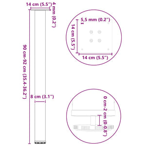 vidaXL Coffee Table Legs 4 pcs Anthracite 90-92 cm Steel