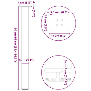 vidaXL Coffee Table Legs 4 pcs Natural Steel 90-92 cm Steel