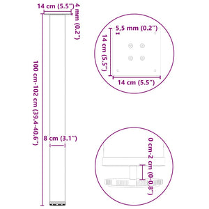 vidaXL Coffee Table Legs 4 pcs White 100-102 cm Steel