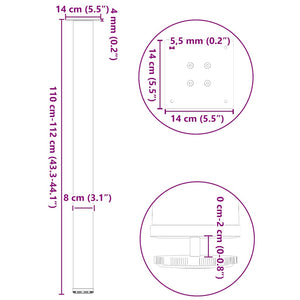 vidaXL Coffee Table Legs 4 pcs Black 110-112 cm Steel