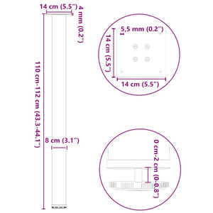 vidaXL Coffee Table Legs 4 pcs White 110-112 cm Steel