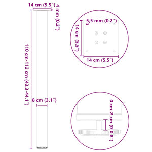 vidaXL Coffee Table Legs 4 pcs Natural Steel 110-112 cm Steel