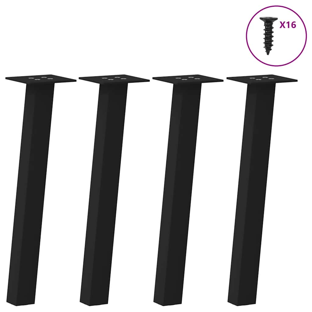 vidaXL Coffee Table Legs 4 pcs Black 42 cm Steel