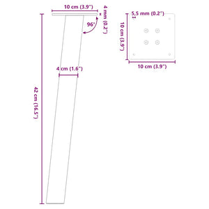 vidaXL Coffee Table Legs 4 pcs Black 42 cm Steel