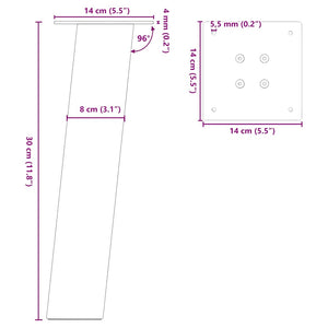 vidaXL Coffee Table Legs 4 pcs Natural Steel 30 cm Steel