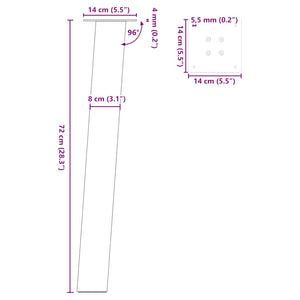 vidaXL Coffee Table Legs 4 pcs Black 72 cm Steel