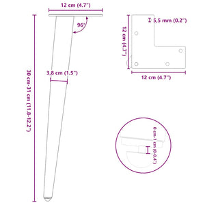 vidaXL Coffee Table Legs Conical Shape 4 pcs White 30-31 cm Steel