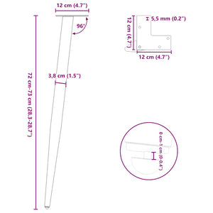 vidaXL Coffee Table Legs Conical Shape 4 pcs Natural Steel 72-73 cm Steel