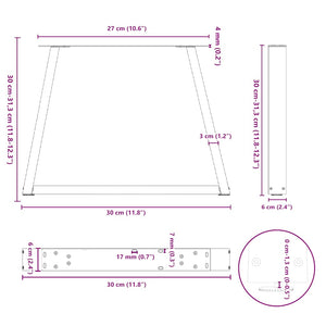 vidaXL Dining Table Legs V-Shape 2 pcs White 30x(30-31.3) cm Steel